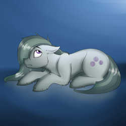 Size: 2000x2000 | Tagged: safe, artist:darkvulpes, artist:mrgdog, artist:sparklyon3, rcf community, character:marble pie, species:earth pony, species:pony, blue background, collaboration, female, gradient background, shy, simple background, solo