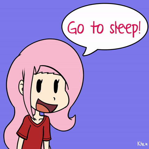 Size: 480x480 | Tagged: safe, artist:kprovido, character:fluttershy, species:human, animated, dialogue, female, gif, go to sleep, humanized, solo, speech bubble