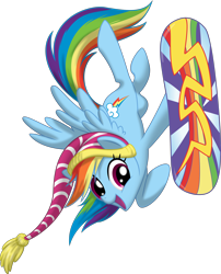 Size: 3500x4328 | Tagged: safe, artist:amy mebberson, artist:eagle1division, derpibooru original, character:rainbow dash, backwards cutie mark, clothing, cute, dashabetes, female, fun, hat, simple background, smiling, snowboard, snowboarding, solo, sports, transparent background, vector