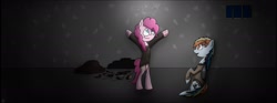Size: 1940x724 | Tagged: safe, artist:stuflox, character:pinkie pie, character:rainbow dash, species:pony, abbé faria, bipedal, bubble berry, pinkie faria, prison, rainbow blitz, rainbow dantes, rule 63, the count of monte cristo