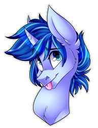 Size: 1455x1884 | Tagged: safe, artist:shyshyoctavia, oc, oc only, oc:cheeky smile, species:pony, species:unicorn, bust, male, portrait, solo, stallion, tongue out