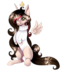 Size: 2268x2577 | Tagged: safe, artist:minelvi, oc, oc only, species:alicorn, species:pony, clothing, detached horn, female, floating wings, mare, simple background, solo, transparent background
