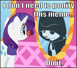 Size: 816x720 | Tagged: safe, alternate version, artist:eagle1division, character:rarity, species:pony, species:unicorn, caption, carousel boutique, cloak, clothing, crossover, darth sidious, do it, evil kermit, female, glasses, image macro, mare, meme, mirror, ponified, reflection, solo, star wars, talking, template, vector
