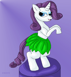 Size: 1140x1236 | Tagged: safe, artist:mojo1985, character:rarity, species:pony, bipedal, clothing, female, grass skirt, hula, hula dance, hularity, purple background, simple background, skirt, solo