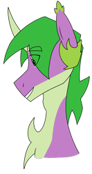 Size: 1288x2420 | Tagged: safe, artist:moonaknight13, character:spike, species:pony, species:unicorn, adult spike, bat ears, chest fluff, freckles, male, older, ponified spike, simple background, smiling, solo