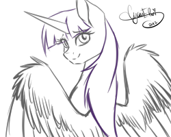 Size: 4000x3200 | Tagged: safe, artist:minelvi, character:twilight sparkle, character:twilight sparkle (alicorn), species:alicorn, species:pony, female, looking back, outline, simple background, sketch, solo, transparent background
