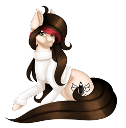 Size: 1978x2000 | Tagged: safe, artist:minelvi, oc, oc only, oc:blits, species:earth pony, species:pony, clothing, female, mare, simple background, solo, sweater, transparent background