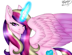 Size: 3000x2300 | Tagged: safe, artist:minelvi, artist:rosediamond1, character:princess cadance, species:alicorn, species:pony, collaboration, female, glowing horn, magic, simple background, solo, transparent background