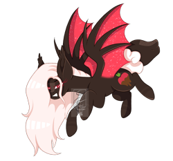 Size: 1611x1500 | Tagged: safe, artist:minelvi, oc, oc only, oc:velvet shortcake, species:bat pony, species:pony, colored pupils, colored wings, female, mare, multicolored wings, simple background, solo, transparent background