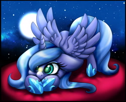 Size: 3160x2580 | Tagged: safe, artist:inspiredpixels, artist:minelvi, character:princess luna, species:pony, cute, female, filly, firefly, high res, lunabetes, mare, night, solo, woona, younger