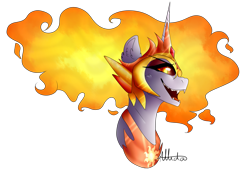 Size: 1949x1322 | Tagged: safe, artist:skimea, character:daybreaker, character:princess celestia, species:alicorn, species:pony, episode:a royal problem, g4, my little pony: friendship is magic, bust, evil grin, female, grin, looking at you, simple background, smiling, solo, transparent background