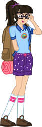 Size: 2630x7969 | Tagged: safe, artist:eagle1division, artist:uponia, character:twilight sparkle, character:twilight sparkle (scitwi), species:eqg human, my little pony:equestria girls, absurd resolution, backpack, clothing, female, glasses, human coloration, natural hair color, realistic proportions, shorts, simple background, sleeping bag, socks, solo, transparent background, vector