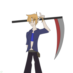 Size: 1688x1688 | Tagged: safe, artist:moonakart13, artist:moonaknight13, oc, oc only, species:human, clothing, humanized, sack, scythe, simple background, solo, transparent background, weapon