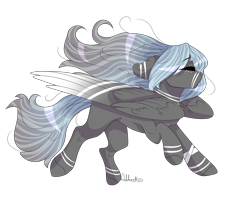 Size: 2000x1600 | Tagged: safe, artist:skimea, oc, oc only, oc:gray sky, species:pegasus, species:pony, colored wings, eyes closed, female, mare, multicolored wings, running, simple background, solo, transparent background