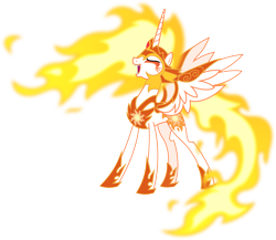 Size: 10305x8936 | Tagged: safe, artist:chrzanek97, character:daybreaker, character:princess celestia, species:pony, episode:a royal problem, g4, my little pony: friendship is magic, absurd resolution, eyes closed, female, fire, get, laughing, mane of fire, simple background, solo, spread wings, transparent background, vector, wings