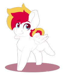 Size: 2550x3000 | Tagged: safe, artist:spirit-dude, oc, oc only, oc:white wing, species:pegasus, species:pony, colt, freckles, gift art, male, raised leg, simple background, smiling, solo