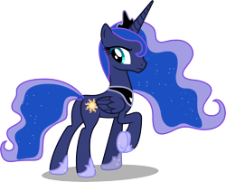 Size: 8315x6682 | Tagged: safe, artist:chrzanek97, character:princess luna, species:alicorn, species:pony, episode:a royal problem, g4, my little pony: friendship is magic, absurd resolution, cutie mark, female, looking back, mare, plot, raised hoof, simple background, solo, swapped cutie marks, transparent background, vector