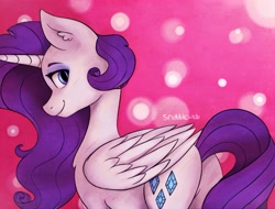 Size: 1992x1512 | Tagged: safe, artist:incendiaryboobs, artist:mylittlelevi64, character:rarity, species:alicorn, species:pony, alicornified, female, looking at you, race swap, raricorn, smiling, solo
