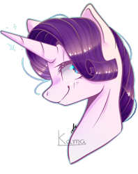 Size: 696x881 | Tagged: safe, artist:artytrash, artist:skimea, character:rarity, species:pony, species:unicorn, bust, collaboration, female, looking at you, mare, portrait, simple background, smiling, solo, transparent background