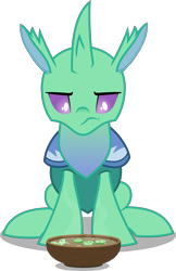 Size: 5358x8273 | Tagged: safe, artist:chrzanek97, species:changeling, episode:to change a changeling, g4, my little pony: friendship is magic, absurd resolution, food, looking down, simple background, sitting, solo, soup, soupling, transparent background, vector