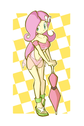 Size: 800x1200 | Tagged: safe, artist:rvceric, character:fluttershy, g4, my little pony:equestria girls, adorasexy, belly button, clothing, cute, feet, female, leotard, midriff, race queen, sandals, sarong, see-through, sexy, shyabetes, smiling, solo, umbrella