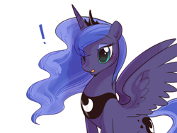 Size: 1024x768 | Tagged: safe, artist:haden-2375, character:princess luna, species:alicorn, species:pony, cute, exclamation point, female, lunabetes, mare, open mouth, reaction image, simple background, solo