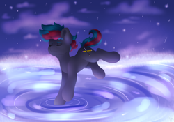 Size: 4000x2800 | Tagged: safe, artist:spirit-dude, oc, oc only, species:earth pony, species:pony, absurd resolution, balancing, concentrating, eyes closed, male, solo, stallion, stars