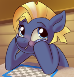 Size: 795x820 | Tagged: safe, artist:taneysha, character:star tracker, species:earth pony, species:pony, episode:once upon a zeppelin, g4, my little pony: friendship is magic, blushing, cute, lip bite, male, solo, trackerbetes