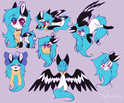 Size: 6100x5100 | Tagged: safe, artist:honeybbear, oc, oc only, oc:beatz, species:pegasus, species:pony, absurd resolution, chibi, colored wings, female, mare, multicolored wings, sitting, solo