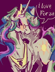 Size: 1561x2017 | Tagged: safe, artist:explonova, character:princess celestia, species:alicorn, species:pony, female, glasses, purple background, simple background, solo