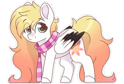 Size: 3000x2048 | Tagged: safe, artist:cinnamontee, oc, oc only, oc:ember (cinnamontee), species:pegasus, species:pony, clothing, colored wings, female, high res, mare, multicolored wings, scarf, simple background, solo, transparent background