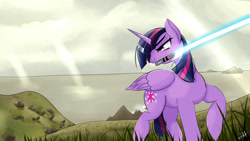 Size: 1920x1080 | Tagged: safe, artist:dashy21, character:twilight sparkle, character:twilight sparkle (alicorn), species:alicorn, species:pony, crossover, female, implied rey, lightsaber, mare, mouth hold, star wars, weapon