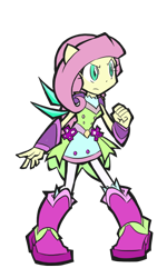 Size: 600x1000 | Tagged: safe, artist:rvceric, character:fluttershy, episode:super squad goals, g4, my little pony: equestria girls, my little pony:equestria girls, clothing, crystal guardian, crystal wings, female, fist, ponied up, simple background, solo, transparent background