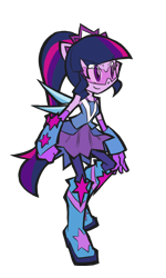 Size: 600x1000 | Tagged: safe, artist:rvceric, character:twilight sparkle, character:twilight sparkle (scitwi), species:eqg human, episode:super squad goals, g4, my little pony: equestria girls, my little pony:equestria girls, clothing, crystal guardian, crystal wings, female, fist, pantyhose, ponied up, simple background, solo, transparent background, visor
