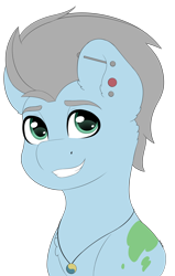 Size: 1908x3000 | Tagged: safe, artist:spirit-dude, oc, oc only, oc:clear skies, species:pony, commission, ear piercing, male, piercing, simple background, smiling, solo, stallion, transparent background