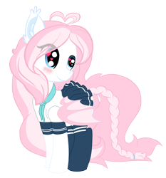 Size: 2438x2612 | Tagged: safe, artist:dookin, oc, oc only, oc:sylphie, species:bat pony, blushing, clothing, cute, heart, school uniform, simple background, solo, transparent background