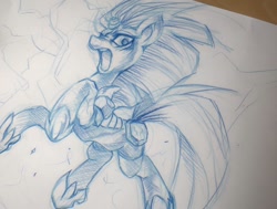 Size: 800x606 | Tagged: safe, artist:tyuubatu, character:tempest shadow, my little pony: the movie (2017), female, monochrome, sketch, solo, traditional art