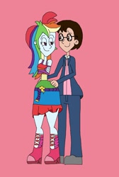 Size: 1505x2233 | Tagged: safe, artist:hunterxcolleen, character:rainbow dash, oc, oc:stewart gary, species:human, my little pony:equestria girls, dancing, fall formal outfits, holiday, pairings, valentine's day