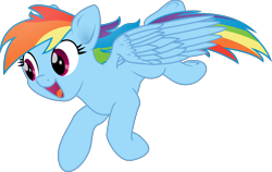 Size: 3840x2424 | Tagged: safe, artist:eagle1division, character:rainbow dash, cute, dashabetes, detailed wings, female, floppy ears, happy, jumping, open mouth, simple background, smiling, solo, spread wings, transparent background, vector, wings