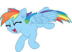 Size: 3840x2797 | Tagged: safe, alternate version, artist:eagle1division, character:rainbow dash, cute, dashabetes, detailed wings, eyes closed, female, floppy ears, happy, jumping, open mouth, simple background, smiling, solo, spread wings, transparent background, vector, wings