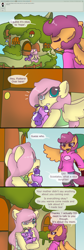 Size: 2124x6340 | Tagged: safe, artist:synnibear03, character:apple bloom, character:fluttershy, character:screwball, oc, oc:ponytale fluttershy, oc:ponytale scootaloo, oc:ponytale screwball, parent:discord, parent:fluttershy, parents:discoshy, species:anthro, comic:ponytale, hybrid, interspecies offspring, offspring