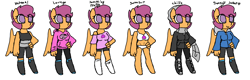 Size: 2178x700 | Tagged: safe, artist:synnibear03, character:scootaloo, oc, oc only, oc:ponytale scootaloo, species:anthro, species:pegasus, species:pony, comic:ponytale, bra, bra strap, clothing, crop top bra, female, heart, heart print underwear, off shoulder, panties, solo, underwear, white underwear