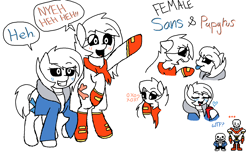 Size: 1668x1022 | Tagged: safe, artist:synnibear03, oc, oc only, oc:asphalt, oc:nightlight, species:pony, comic:ponytale, clothing, cosplay, costume, duo, female, papyrus (undertale), ponified, rule 63, sans (undertale), sisters, undertale