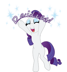 Size: 3208x3443 | Tagged: safe, artist:eagle1division, character:rarity, species:pony, species:unicorn, bipedal, excited, eyes closed, female, full body, happy, mare, open mouth, raised hoof, simple background, smiling, solo, sparkles, standing, standing on one leg, transparent background, vector