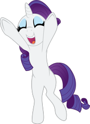 Size: 3000x4151 | Tagged: safe, alternate version, artist:eagle1division, character:rarity, species:pony, species:unicorn, bipedal, cute, excited, eyes closed, female, full body, happy, mare, open mouth, raised hoof, raribetes, simple background, smiling, solo, standing, standing on one leg, transparent background, vector