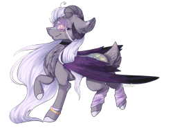 Size: 1024x768 | Tagged: safe, artist:akiiichaos, oc, species:pegasus, species:pony, colored wings, deer tail, female, glasses, horns, mare, simple background, solo, transparent background