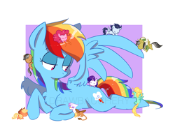 Size: 2629x1910 | Tagged: safe, artist:drawbauchery, character:applejack, character:daring do, character:gilda, character:pinkie pie, character:quibble pants, character:rainbow dash, character:rarity, character:soarin', character:zephyr breeze, species:earth pony, species:griffon, species:pegasus, species:pony, species:unicorn, ship:appledash, ship:daringdash, ship:gildash, ship:pinkiedash, ship:quibbledash, ship:raridash, ship:soarindash, climbing, clothing, cowboy hat, cute, female, flying, harem, hat, interspecies, lesbian, lidded eyes, male, mare, micro, prone, rainbow dash gets all the mares, rainbow dash gets all the stallions, shipping, stallion, straight, zephdash