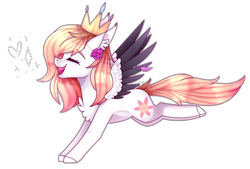Size: 2596x1755 | Tagged: safe, artist:honeybbear, oc, oc:ember (cinnamontee), species:pegasus, species:pony, crown, jewelry, regalia, simple background, solo, transparent background, two toned wings