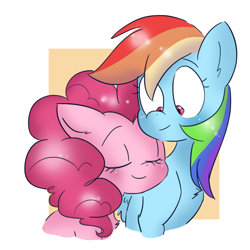 Size: 914x914 | Tagged: safe, artist:drawbauchery, character:pinkie pie, character:rainbow dash, species:earth pony, species:pegasus, species:pony, ship:pinkiedash, eyes closed, female, lesbian, mare, shipping, smiling