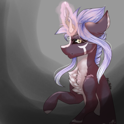 Size: 768x768 | Tagged: safe, artist:akiiichaos, oc, oc:yuno, species:pony, augmented horn, black sclera, female, solo